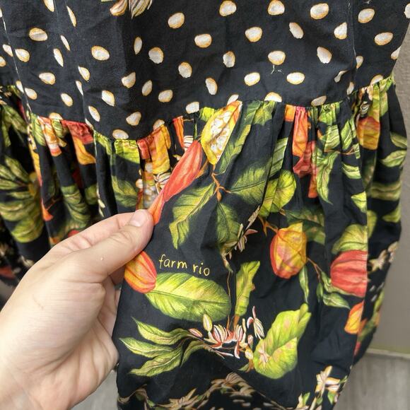 FARM Rio cocoa Paradise Maxi Dress SZ S 100% Cotton Anthropologie Boho Tropical - Picture 7 of 12